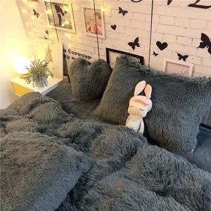 Bedding sets Crystal Velvet Thickened Mink Fleece Bed Four/three Piece Sheet Set for Winter Warmth Long Plush Duvet Cover Coral Fleece 231110
