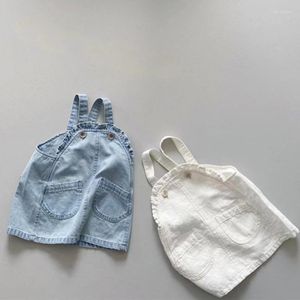Vestidos de menina 1-5yrs Baby Jean Suspender Vest