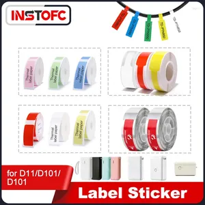 Etikett Maker Tape Sticker Officiell pappersrulle ersättning för NIIMBOT D110 D11 D101 Termisk skrivare Vattentät tårtät färgglad