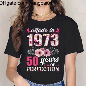 1973年に作られたメンズTシャツの女性用Tシャツ49歳50妻の誕生日ギフト印刷されたカジュアルパターン