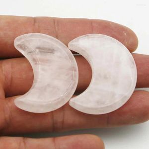 Hänge halsband Natural Stone Rose Quartz Powder Crystal Moon Decoration Non Porous Home Office Gift Fashion Jewelry Accessories