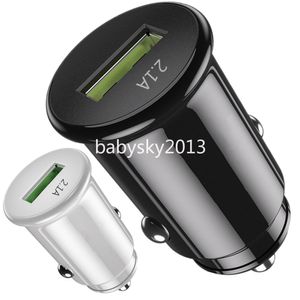 5V 2.1A Mini Portable USB Car Charger 12W B1Auto Power Adapter Chargers för iPad Mini iPhone 13 14 15 Samsung Tablet PC Mp3 GPS