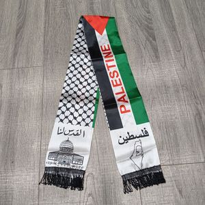 2023 Polyester Printed Halter Palestine Theme Scarf With Fringe Two Sides 2 Styles
