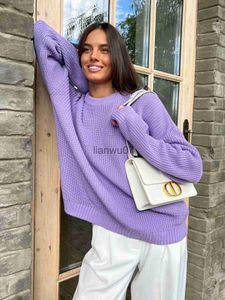 Kvinnors tröjor Kvinnor Knitwear Crew Neck Loose Solid Color Explosive Autumn and Winter European Beauty Sweater New Products J231110