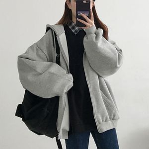 Felpe con cappuccio da donna Felpe Felpa con cappuccio in pelliccia calda da donna con cappuccio con tasche a maniche lunghe con cerniera Giacca streetwear oversize coreana