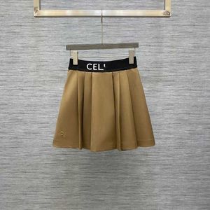 2023 New designer womens t shirt high-end Shirt 2023 Early Spring Rubber Band Waist Pleated Half Lining Skirt Versatile