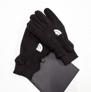 Herrkvinnor Fem fingrar handskar designer märke bokstavstryck förtjockar hålla varm handske vinter utomhus sport ren bomull faux läder tillbehör