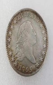 Vereinigte Staaten Münzen 1795 Fließendes Haar Messing versilbert Dollar Glatte Kante Kopie Münze7789948