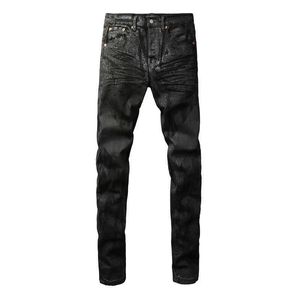 Burple Brand Jeans American High Street Black متعثرة ومرتدي Outj3il
