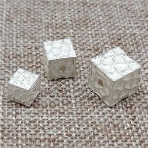 Pedras preciosas soltas 4 unidades de contas de cubo de prata esterlina 925 para pulseira colar espaçadores quadrados 6 mm 8 mm 9,5 mm