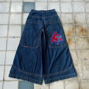 남자의 청바지 jnco y2k mens 힙합 큰 부처님 그래프 스트라이프 레트로 블루 헐렁