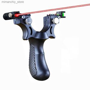 Caça Estilingues Laser Aiming Slingshot Caça Catapulta Tiro com Arco Slingbow Flat Rubber Band Outdoor Huntingbow Tiro Tradicional Sling Shot Q231110