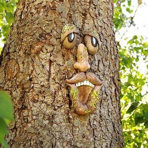 Garden Decorations Resin Face Tree Bark Ghost Facial Features Decoration Easter Outdoor Creative Props Jardineria De