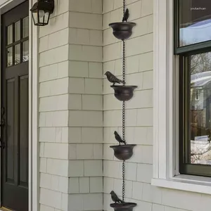 Garden Decorations Creative Birds On Cups Metal Rain Chain Catcher For Gutter Roof Decoration Drainage Downspout Tool