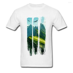 Erkek Tişörtleri Adam Dağ Manzarası Özel Gömlek Pitoresk Görünümler Gine Domuz O yaka Küçük Büyük Tee-Shirt Tur Şükran Günü