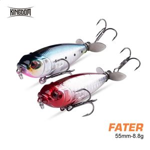 Ganchos de pesca Reino Hélice Lápis Isca Topwater 55mm 8.8g Wobblers Rígido Artificial Livre Rotação Cauda para Bass Pike 231109