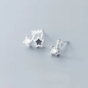 Ohrstecker MloveAcc Damen 925 Sterling Silber Kleine CZ Musiknote Rock Stil Weiblich Club Party Schmuck