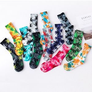 Herrstrumpor Spring och Summer Tie-Dye Couple Trendy European American Street Style Harajuku Tube Socksmen's Men's Ment's