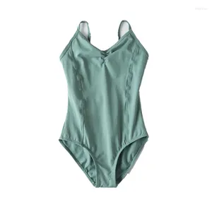 Abbigliamento da palco Body in cotone spandex di alta qualità Danza classica Verde Foderato nero Body per bambini per bambina Tutu Bailarina