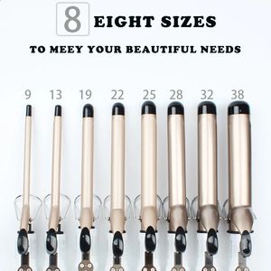 Curling Irons Temperature Setting Electric Hair Curler Long Curling Tong Wand 9-38mm Professional Hair Curling Iron LCD Screen 231102