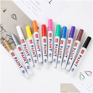 Markers Wholesale Waterproof Marker Pen Tyre Tire Tread Rubber Permanent Non Fading Paint White Color Can Marks On Most Surfaces Dbc D Dhcau