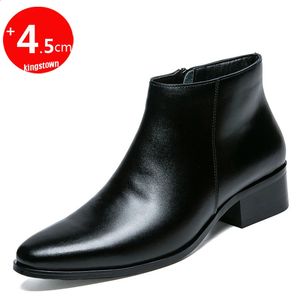 Bot bot chelsea deri erkek ayak bileği ayakkabı gelinlik resmi adam iş kış sıcak slip-on zip yükseklik artış sole 5cm 231110