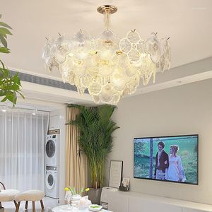 Żyrandole lekkie luksusowe willa żyć żyrandol nowoczesne lampy wnętrza E14 sypialnia francuska śliwka kryształowy szklany jadalnia