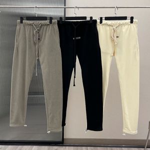 Calças masculinas Fundamentos de lã polar dupla linha de moletom de moletom masculino e feminino Hip Hop Pants de cordão solto High Street Unissex Calças casuais 230410