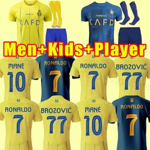 Al Nassr Fc Futbol Formaları 2023 2024 Evde Ronaldo Mane 23 24 Cr7 Gonzalo Martinez Talisca Ghislain Konan Vincent Aboubakar Al-Nassr futbol gömlek Erkek Çocuklar Çocuklar