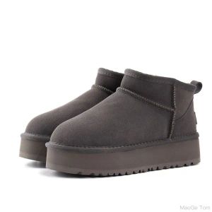 Kadınlar Tazz Terlik Tasman Slaytlar Klasik Ultra Mini Platform Önyükleme Hardal Tohumu Slip-On Les Petites Süet Yün Karışımı Konfor Kış Tasarımcı Köküsleri boyutu 35-42