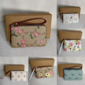 NEW coin purses designer key pouch coabag women middle long key chain wallet Cute Cherry Flower Print Girls Purse handbags clutch 231110