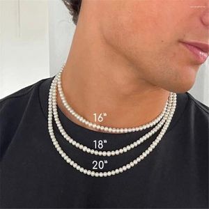 Pendant Necklaces Punk Simple 40 45 50CM Men Pearl Necklace Fashion Handmade Strand Beads For Women Collar Perlas Hombre