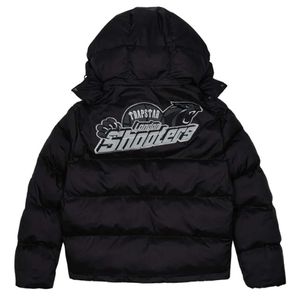 Mäns jackor Trapstar London Shooters Hooded Puffer Jacket Black Reflective Puffer Jacket Embroidered Thermal Hoodie Men Winter Coat Tops YT223ESS