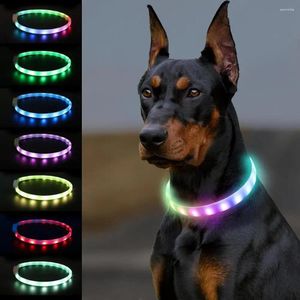 犬の首輪調整可能なペットカラー雨プルーフLEDサイズの点滅モードの夜間安全充電式ソフト犬