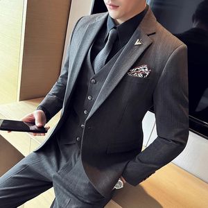 Mens Suits Blazers Navy Blue For Men Slim Fit Luxury Wedding Tuxedos Fashion Blazer Vest Pants 3 Pieces Tailormade Homecoming Jackets 231110