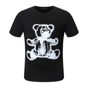 23SS Phillip Sade Erkekler T-Shirts Tasarımcı PP Kafatası Elmas Baskı Tişört Kısa Kollu Dolar Brown Bear Marka Tee O-Beck Yüksek Kalite Kafatasları Sokak Giyim Tshirt 1065