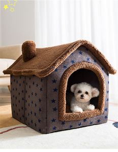 Hundehütte für den Innenbereich, gemütliches Haustierbett, faltbar, für den Winter, warmes Katzennest mit Kissen für kleine, mittelgroße und große Hunde, Katzen, Haustierzubehör. Neu