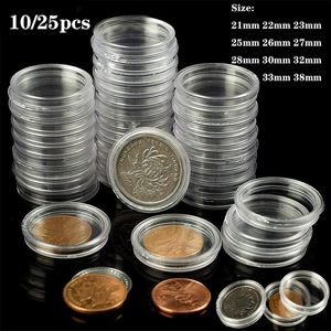 Storage Baskets 10 25pcs 21 38mm transparent plastic coin holder collection box for storage capsule protection container