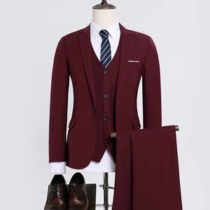 Mens Suits Blazers Pcs Set 3 Suit Coat Vest Pants Fashion Casual Boutique Business Solid Color Groom Wedding Formal Dress 231110