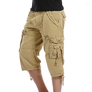 Männer Hosen Sommer Kalb-Länge Cargo Männer Baumwolle Casual Outdoor Hosen Taschen Solide Taktische Für Mann