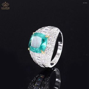 Ringos de cluster wuiha luxo 925 prata esterlina 10 mm 10mm Emerald Sapphire Faceted Gemstone Ring for Women Anniversary Gift Jewelry Drop