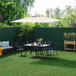 Decorative Flowers 27PCS Artificial Grass Interlocking Turf Tile Flooring Decor Green