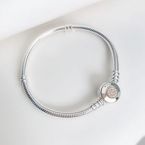 925 STERLING Gümüş Yılan Zinciri Charm Worm için Pandora CZ Diamond Düğün Tasarımcı Bilezik Set Mücevherleri Kadınlar Kız Arkadaşı Hediye Zinciri Orijinal Kutu ile El Zinciri
