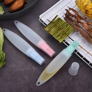 Tools Silicone Oil Bottle With Brush Grill Brushes Cover High Temperature Resistant Baking Gadgets Kitchen For Bake BBQ