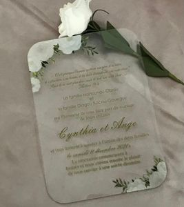 Cartões de felicitações de rosas brancas convite de casamento convites de aniversário de acrílico personalizado 10pcs rosa-ouro tinta quinceanera Invitat