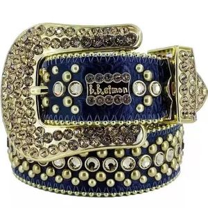 Belts Designer belt bb simon belt for Men Women Shiny diamond belt Black on Black Blue white with bling rhinestones as gift 5VL0