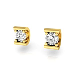 Natural Diamond Solitaire Solid Gold Designer Tiny Stud Earrings For Girl Daily Wear Fine Jewelry Leverantör