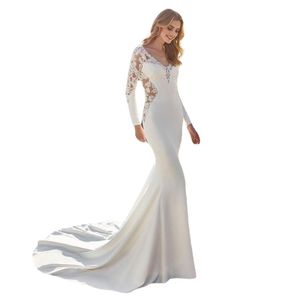 Sodigne Vintage Mermaid Свадебное платье африканское длинные рукава V-образные вырезы V-образные вырезы Boho свадебные платья длинные хвосты Женщины свадебное платье 2021