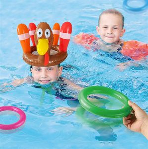 Christmas Inflatable Toy Party Garden Swimming Pool Christmas turkey headgear throwing toy PVC Inflatable circle P136