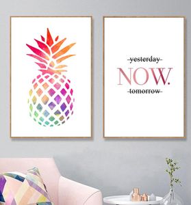 Poster minimalista Acquerello Ananas Poster e stampe Citazioni nordiche Wall Art Dipinti su tela per soggiorno Senza cornice3606020